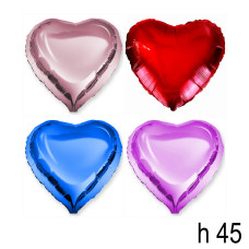Шар фольгированный "Сердце" 18" арт.CY-В0038,/золото, розовый, красный, голубой/ 5-156