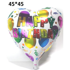 Шар фольгированный "Сердце" с надписью Happy Birthday с шариками, арт.СY-B0041, 45х45см.,86-428