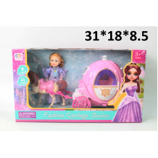 Карета (свет, звук) с куклой и лошадкой, в коробке SS031A